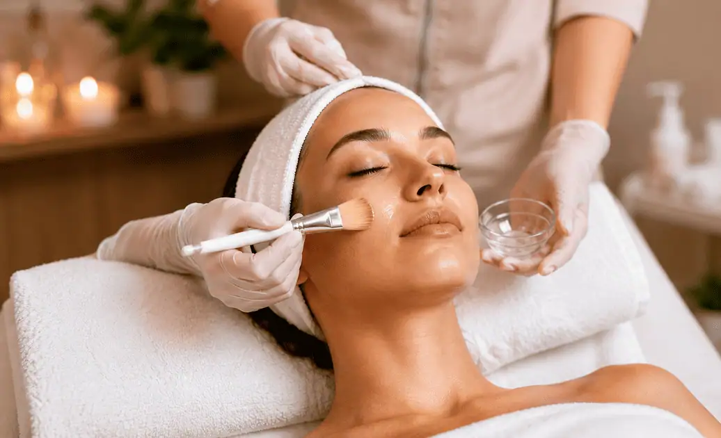 Esthetician performs a custom facial treatment